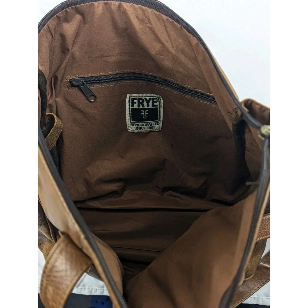 FRYE Gia Simple Leather Tote Hobo Shoulder Bag‎ Cognac Brown Large